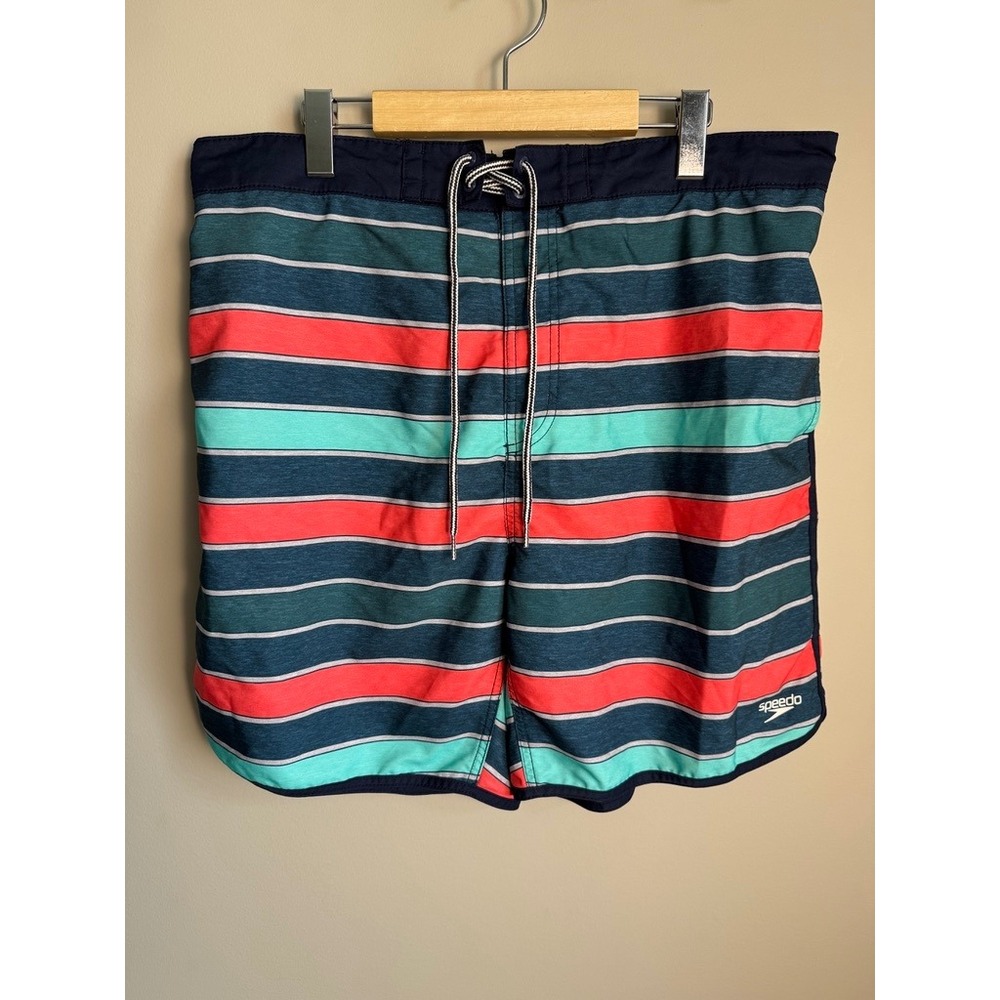 Speedo Mens Striped Board Shorts Swim Trunk Multicolor XXL Beachwear Surf Summer